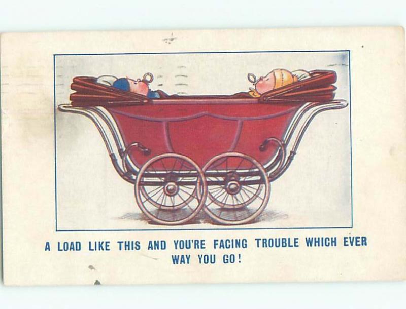 Bamforth Comic BABIES IN ANTIQUE BABY CARRIAGE AC0017