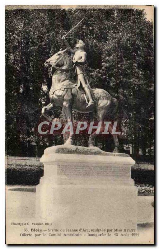 Old Postcard Blois Statue Jeanne d & # 39Arc carved by Miss Hyatt offered by ...