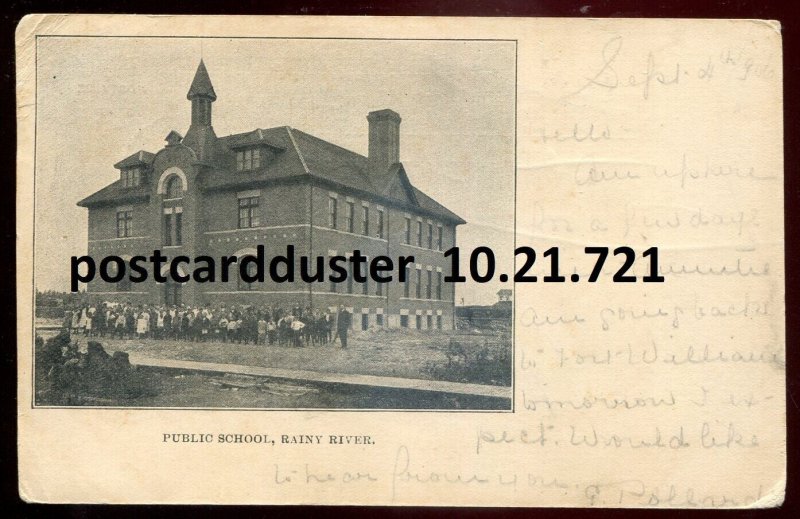 h3567 - RAINY RIVER Ontario Postcard 1906 Public School