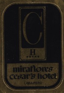 Peru Lima Cesar's Hotel Vintage Luggage Label sk2897