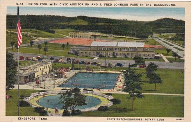 Tennessee Kingsport Legion Pool With Civic Auditorium and J Fred Johnson Park...