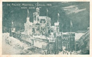 Vintage Postcard Ice Palace Carnival 1909 Night Scene Landmark Montreal Canada