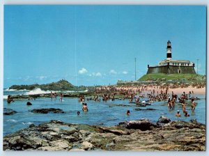 Salvador Bahia Brazil Postcard Harbour Bar Lighthouse c1960s Vintage