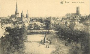 Postcard Belgium Gand marche du Vendredi aerial