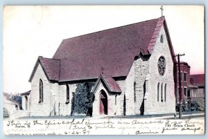 Aurora Illinois IL Postcard Trinity Church Exterior Street Scenery 1907 Antique