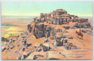 Old Walpi Hopi Village Mesa Arizona Vintage Curteich Linen Postcard
