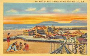 GREAT SALT LAKE, UT Utah  SALTAIR PAVILION~AMUSEMENT RIDES   c1940's Postcard