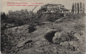 World War 1 Ruins of Newport Baths General View Vintage Postcard C046