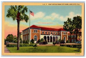 c1940 Exterior Post Office Building City Park Lake City Florida Vintage Postcard 