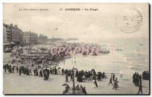 Old Postcard Belgium Ostend Beach