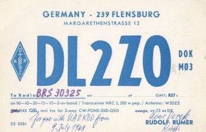 Flensburg German Amateur Radio Station QSL Postcard