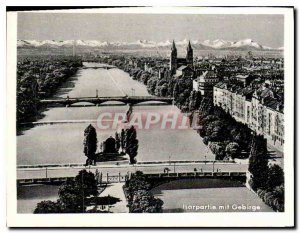 Postcard Modern Isarpartie mit Gebirge