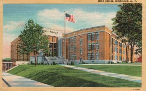 Vintage Postcard 1945 High School Building Auditorium Jamestown New York Weakley