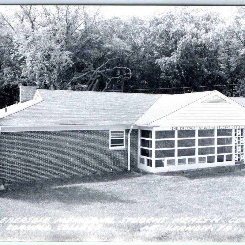 c1950s Mt Vernon, IA RPPC Cornell College Ebersole Health Center Postcard A105