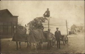 Chandlerville IL Men & Lumber Wagon c1910 Real Photo Postcard