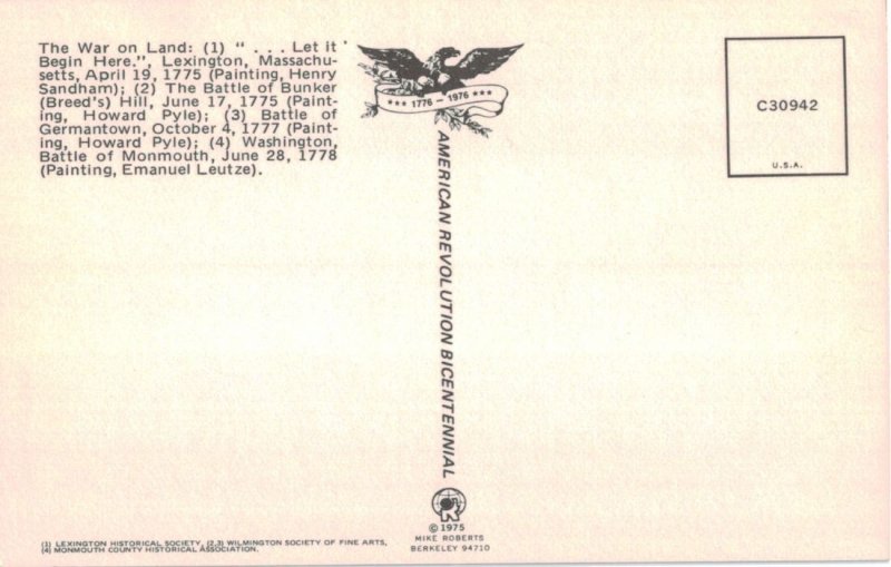 Lexington Historical Society - America Revolution Bicentennial Painting Postcard