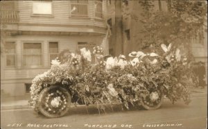 Portland Oregon OR Rose Festival Flower Car Real Photo RPPC Vintage Postcard