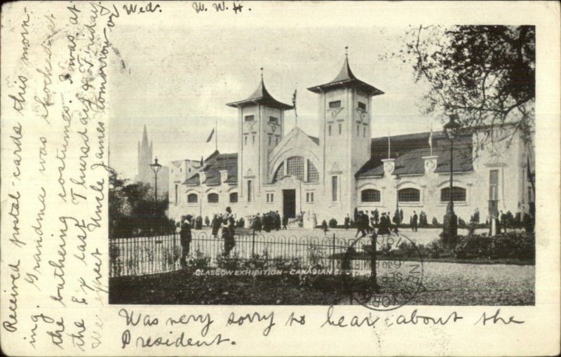 Glasgow Scotland Exhibition Canadian Section Used 1901 Postcard