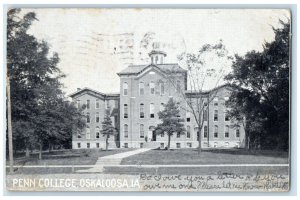 1907 Exterior View Penn College Building Oskaloosa Iowa Antique Vintage Postcard