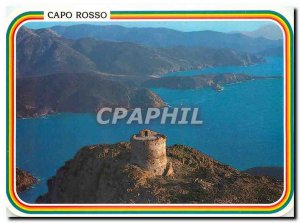 Postcard Modern Charm and colors of Corsica Tower Capo Rosso