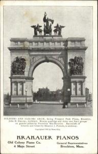 Krakauer Pianos Brockton MA - Brooklyn NY Arch c1905 Postcard