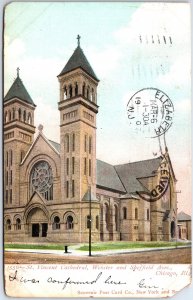 VINTAGE POSTCARD ST. VINCENT CATHEDRAL WEBSTER & SHEFFIELD AVES CHICAGO 1907