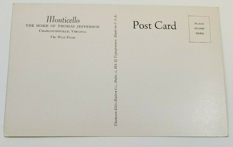 3 set Thomas Jefferson MONTICELLO Charlottesville Virginia Typogravure Postcards