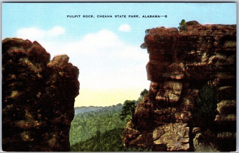 VINTAGE POSTCARD PULPIT ROCK AT CHEAHA STATE PARK ALABAMA