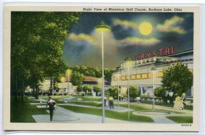 Miniature Golf Course Night Buckeye Lake Ohio postcard 