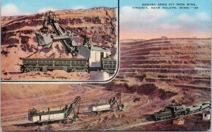 Mesaba Open Pit Iron Mine Virginia MN Minnesota Mining Unused Linen Postcard F46