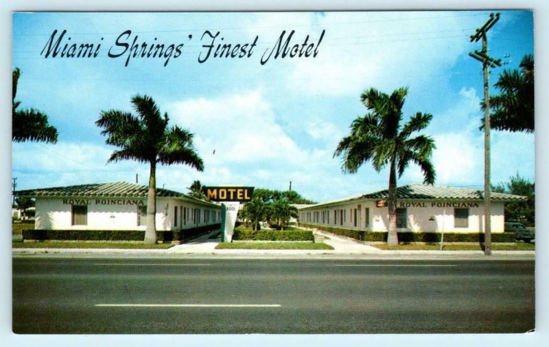 MIAMI SPRINGS, Florida FL ~ ROYAL POINCIANA MOTEL Roadside ca 1960s  Postcard