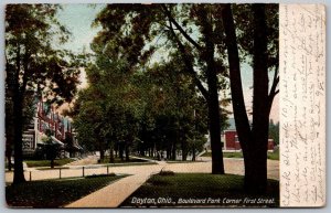 Dayton Ohio 1907 Postcard Boulevard Park Corner First Street