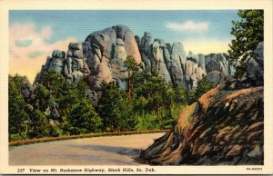 Vtg 1930s View on Mt Rushmore Highway Black Hills South Dakota SD Postcard