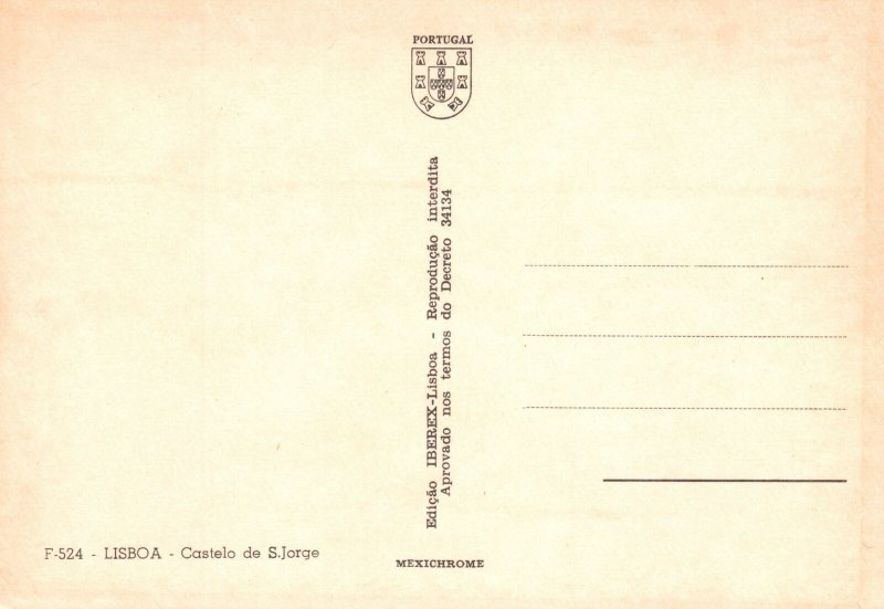 Postcard Castelo De S. Jorge Historic Heritage Castle Landmark Lisbon, Portugal