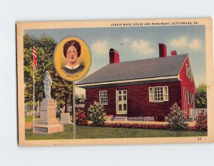 Postcard Jennie Wade House And Monument Gettysburg Pennsylvania USA