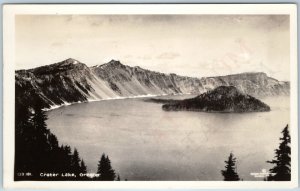 c1930s Crater Lake OR RPPC Birds Eye Sawyer Scenic Real Photo Purple Cancel A199