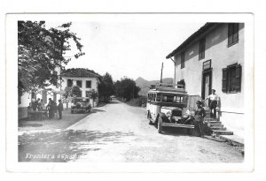 Spain RPPC Frontera Espanola Navarro Dancharinea Spanish Border Bus Custom House