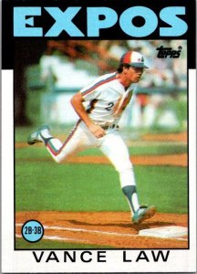 1986 Topps Baseball Card Vance Law Montreal Expos sk10758