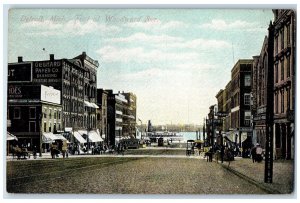 c1910s Foot Of Woodward Avenue Street Scene Detroit MI Unposted Vintage Postcard