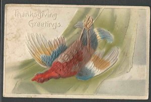 Ca 1907 PPC* VINTAGE THANKSGIVING GREETING W/TURKEY EMBOSSED MINT IS STAINED