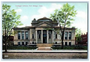 c1910's Carnegie Library Building Exterior Scene Fort Dodge Iowa IA Postcard 