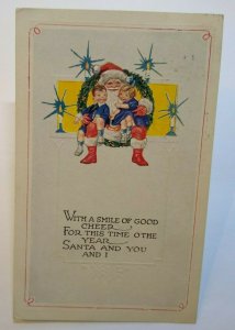 Vintage Santa Claus With Children Christmas Postcard Series 131 Embossed 1922