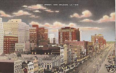 NEW ORLEANS, LA. CANAL STREET, 1940'S VINTAGE POSTCARD