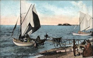 Blackpool England United Kingdom UK Sailing Sailboats c1910 Vintage Postcard