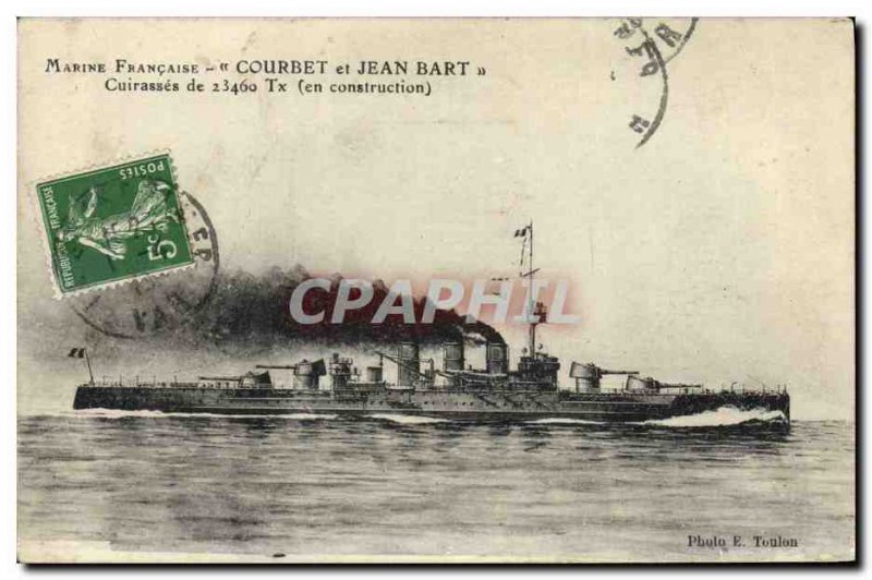 Old Postcard Boat Courbet and Jean Bart Cuirasses of 23460 tx