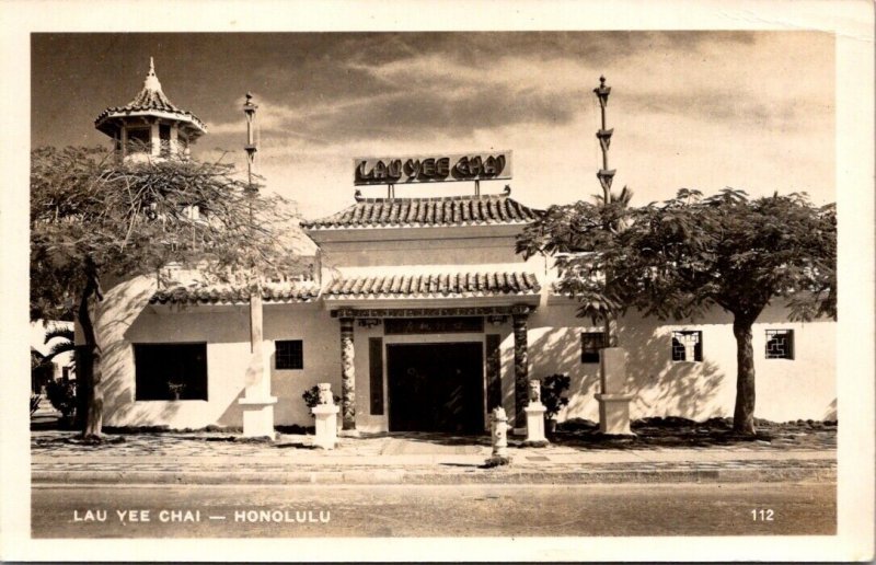 Real Photo Postcard Lau Yen Chai Restaurant in Honolulu, Hawaii