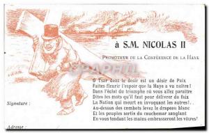 Old Postcard Political Satirical SM Nicolas II Sponsor of the Conference of t...