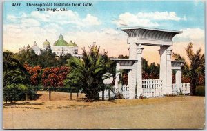 1923 Theosophical Institute From Gate San Diego California CA Posted Postcard