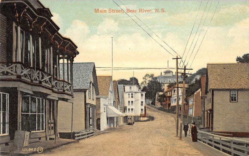 Bear River N. S. Canada birds eye view Main Street antique pc ZD549989