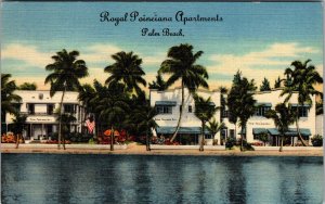 Vintage Postcard Royal Poinciana ApartmentsPalm Beach, Florida Linen JB11